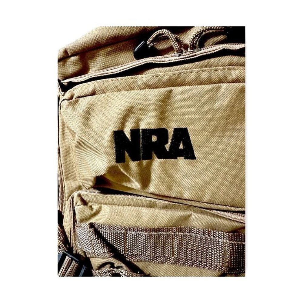 NRA Tan Tactical Backpack Multi-Pocket Adjustable Straps Mesh Back Lightweight - Picture 15 of 15